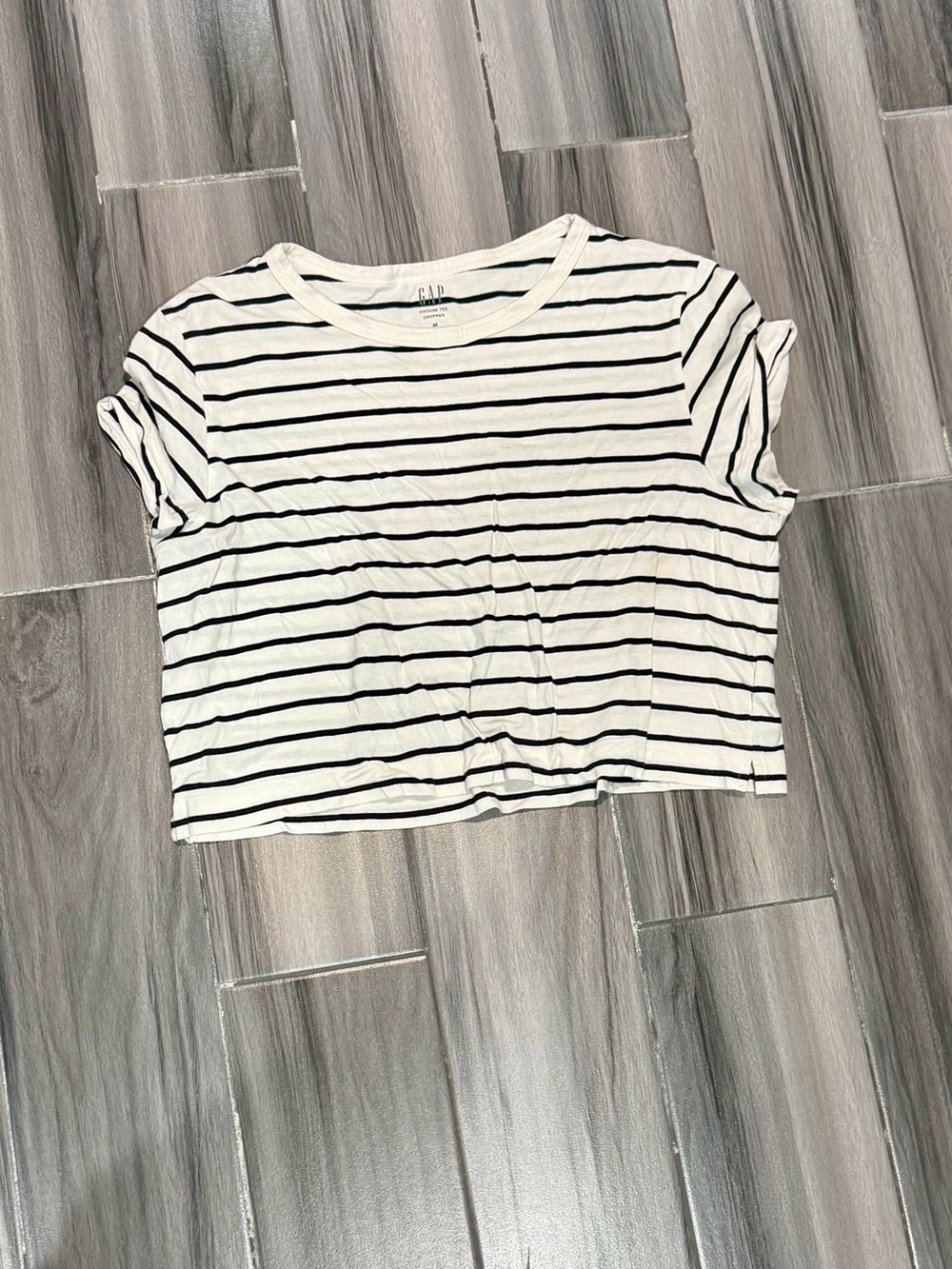 GAP Black & White Striped Crop Top